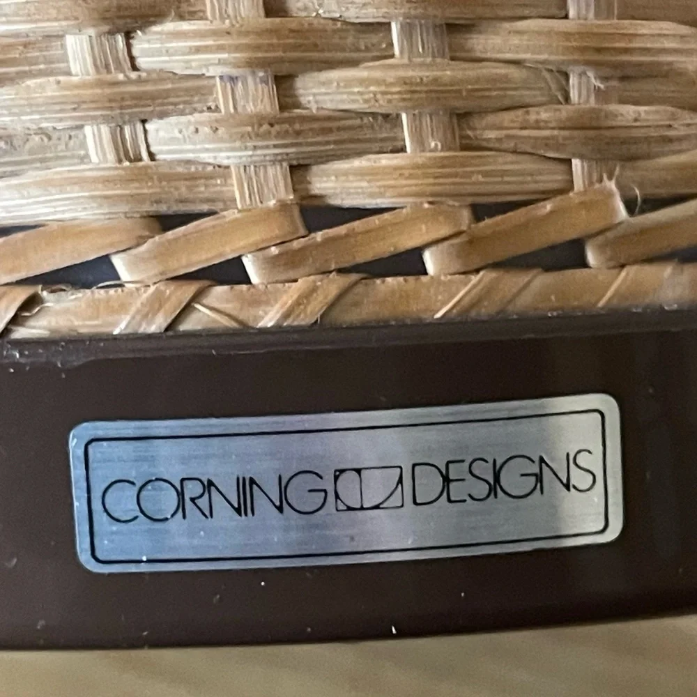 MCM Vintage Corning Designs Wicker Wrapped Thermal Carafe Coffee Thermos